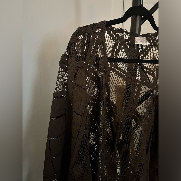NWT FREE PEOPLE Off The Coast Crochet Layer | Chocolate MSRP $78 OS - Picture 11 of 11